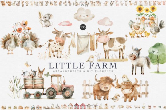 Download Huge Set Watercolor Farm Animal Clipart - Art Collection