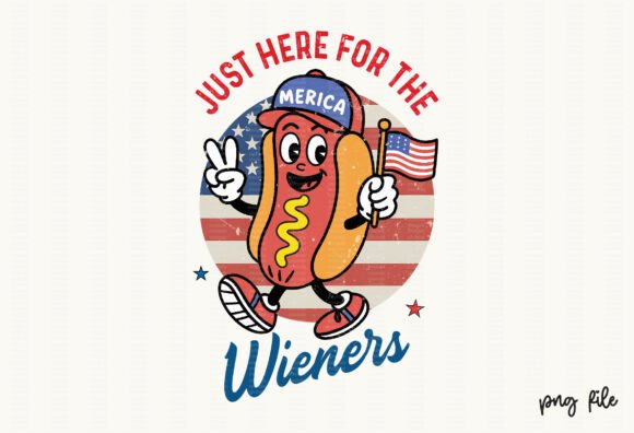 Download Retro Cartoon Patriotic Hot Dog PNG - Art Collection