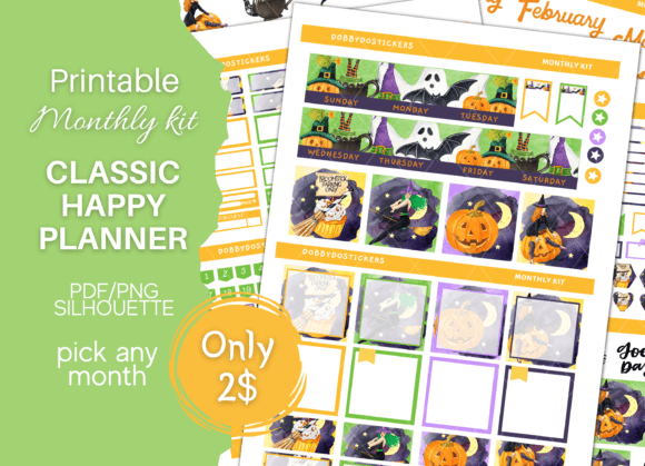 Download Halloween Planner Stickers Monthly Kit - Planner stickers Collection