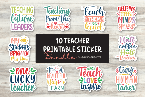 Download Printable 10 Teacher Stickers Bundle - Teacher stickers Collection