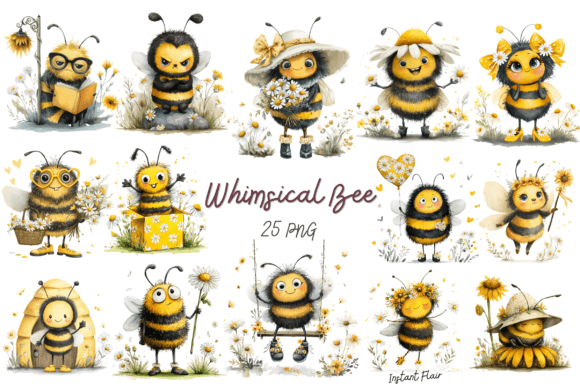 Download Whimsical Bee Clipart Bundle - Art Collection