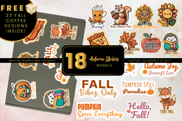 Download Fall Sticker Bundle Clipart PNG - Art Collection