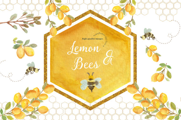 Download Lemon and Bees Watercolor Clipart - Art Collection