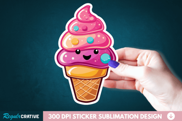 Download Cute Ice Cream Sticker Clipart PNG File - Art Collection