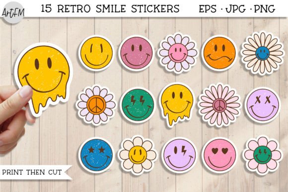 Download Retro Smile Face Groovy Sticker Pack - Sticker pack Collection