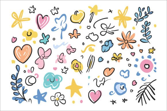 Download Playful Doodle Collection with Hearts. - Art Collection