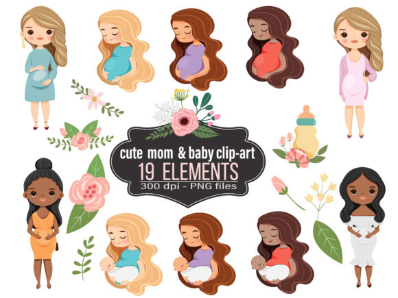 Download Cute Pregnant Mom &amp; Baby Clip-art - Art Collection