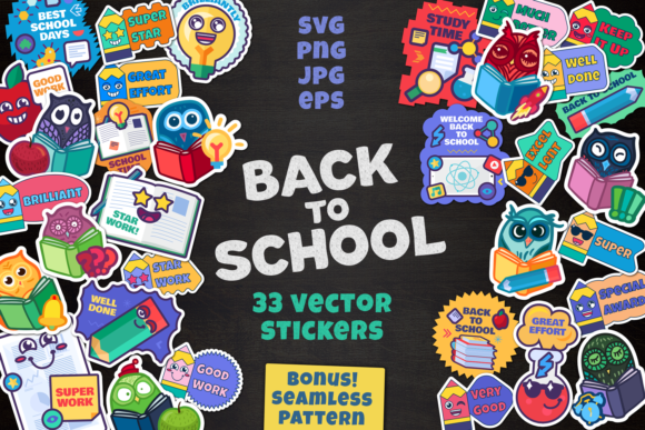 Download Cartoon School Stickers Set - Art Collection