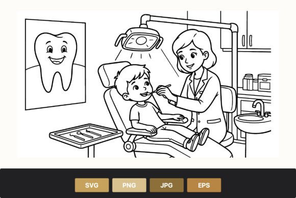 Download Dentist Examining Happy Child Vector Art - Art Collection