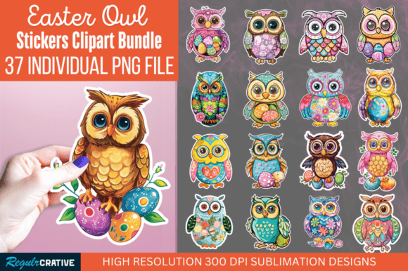 Download Easter Owl Sticker Clipart Bundle - Art Collection