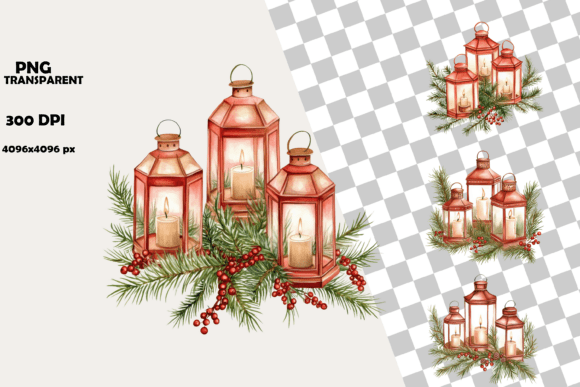 Download Festive Christmas Lanterns Clipart Pack - Art Collection