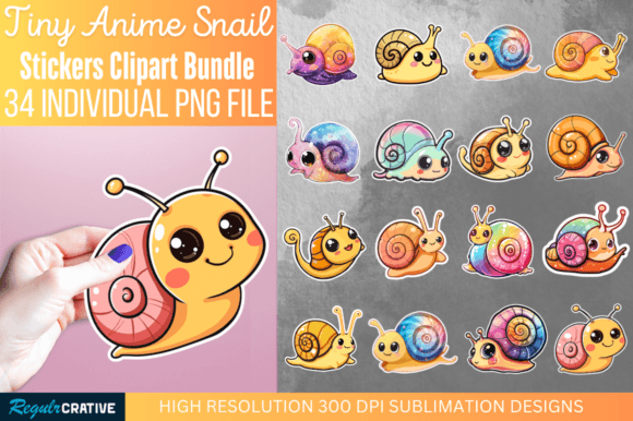 Download Tiny Anime Snail Sticker Clipart Bundle - Art Collection