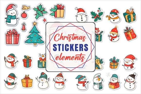 Download Flat Christmas Sticker Designs - Christmas sticker designs Collection