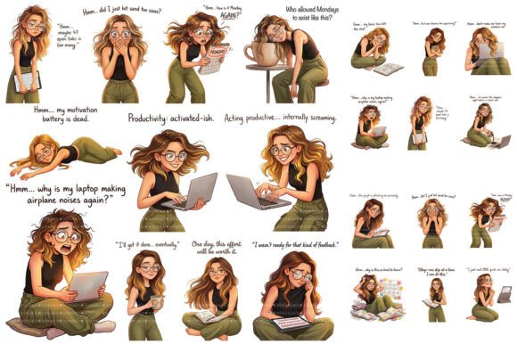 Download Tired Girl Productivity Humor Clipart - Art Collection