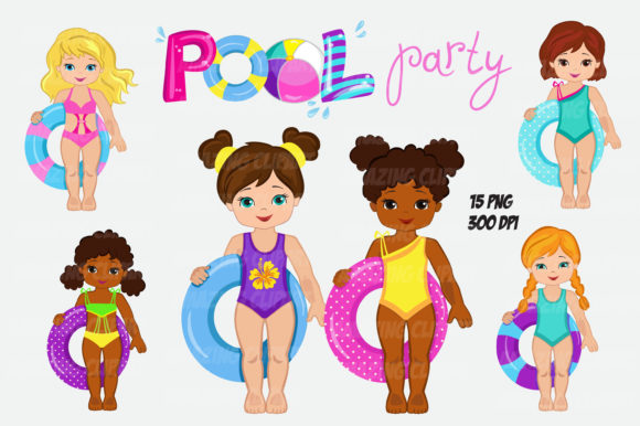 Download Rubber Ring Girl Clipart, Pool Party. - Art Collection