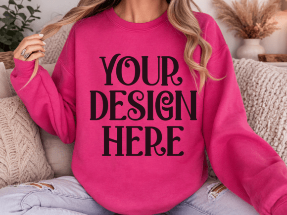 Download Gildan 18000 Heliconia Sweatshirt Mockup - Mockup Collection
