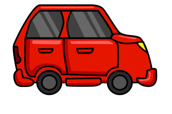 Download Red Color Car Cartoon Illustration - Art Collection